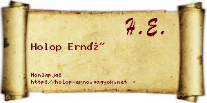 Holop Ernő névjegykártya